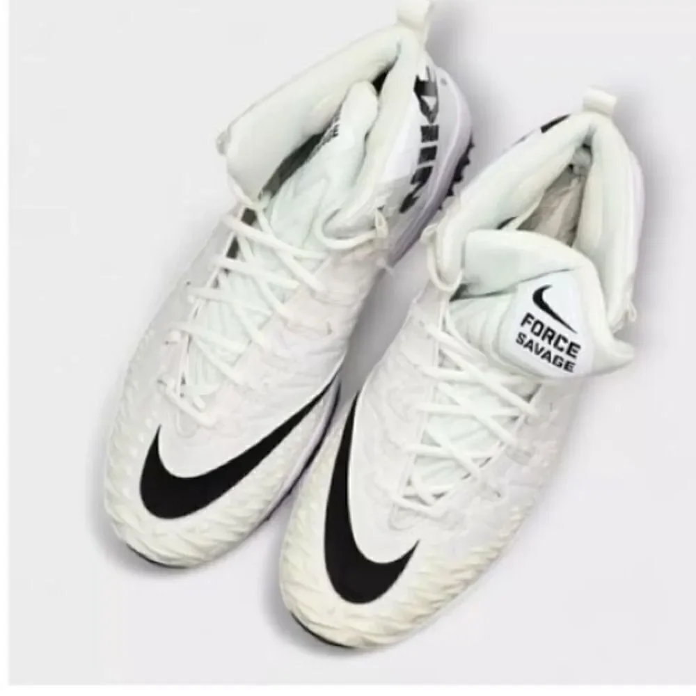 Nike Mens Size 15 Force Savage Rubber Football Cleats Cream White Black Athletic
